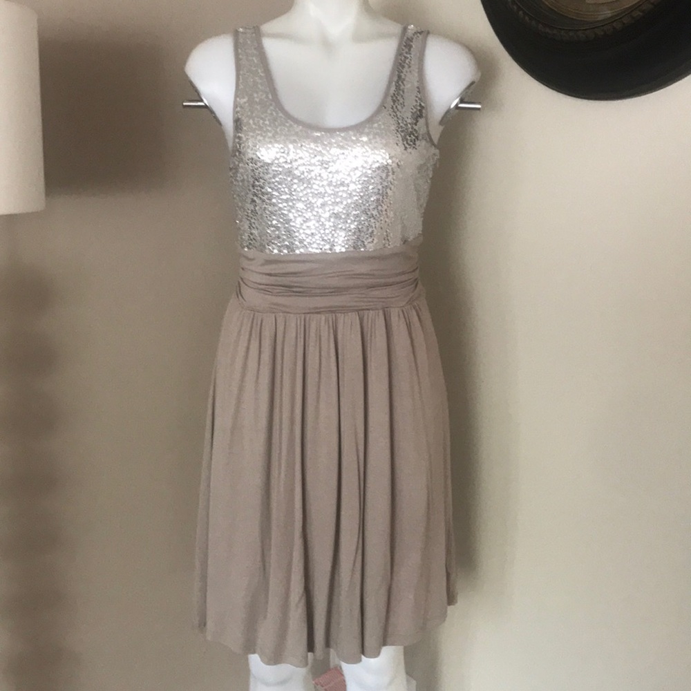 Express Beige Sequin Dress